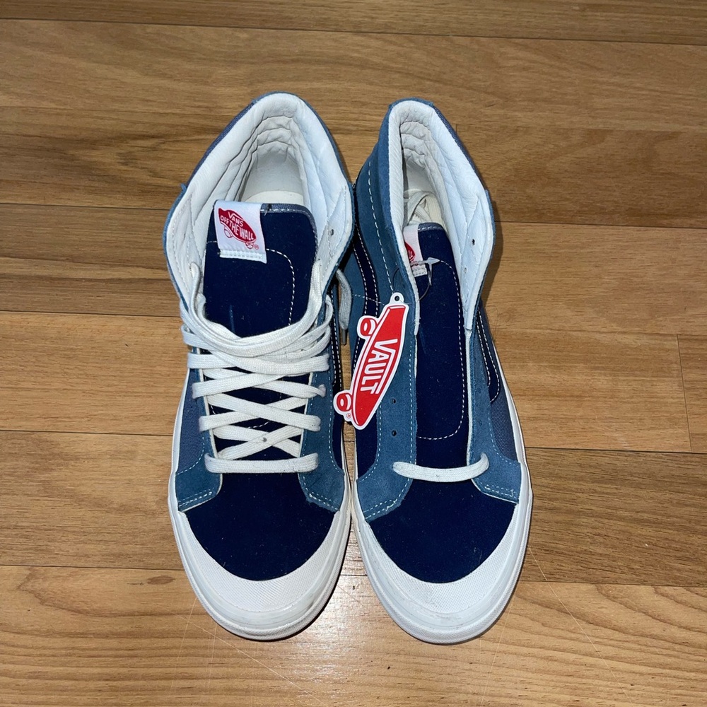 Vans Blue and White High-Top Sneakers